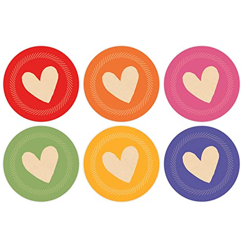 48 runde Motiv Design Aufkleber MIX, mit vielen bunten Herzen - Etiketten für Geschenke, DIY, Selbstgerechtes, Verpackung, Liebe, Valentinstag von Einladungskarten Manufaktur Hamburg