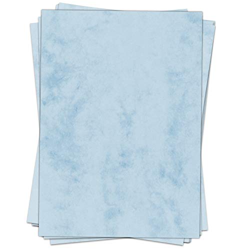 50 Blatt Briefpapier (A4) | Altes Papier Marmor blau | Motivpapier | edles Design Papier | beidseitig bedruckt | Bastelpapier | 90 g/m² von Einladungskarten Manufaktur Hamburg