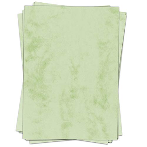 50 Blatt Briefpapier (A4) | Altes Papier Marmor grün | Motivpapier | edles Design Papier | beidseitig bedruckt | Bastelpapier | 90 g/m² von Einladungskarten Manufaktur Hamburg