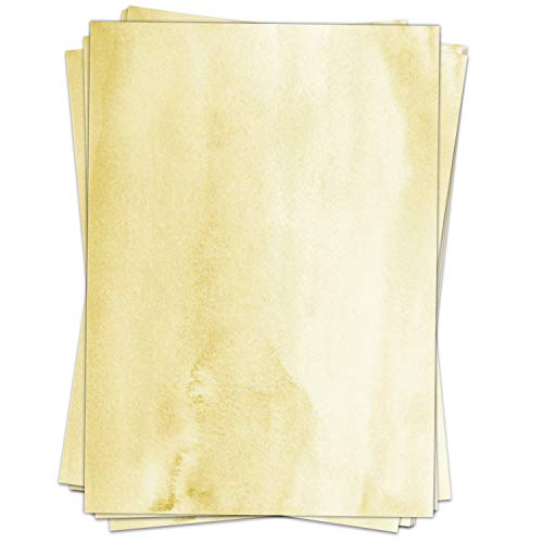 50 Blatt Briefpapier (A4) | Aquarell-Look gelb | Motivpapier | edles Design Papier | beidseitig bedruckt | Bastelpapier | 90 g/m² von Einladungskarten Manufaktur Hamburg