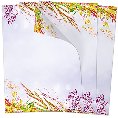 50 Blatt Briefpapier (A4) | Bunte Gräser | Motivpapier | edles Design Papier | beidseitig bedruckt | Osternpapier Motiv Ostern | 90 g/m² von Einladungskarten Manufaktur Hamburg