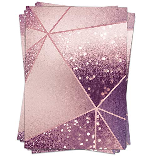 50 Blatt Briefpapier (A4) | Gedruckter Glitzer-Look Rosa | Motivpapier | edles Design Papier | beidseitig bedruckt | Bastelpapier | 90 g/m² von Einladungskarten Manufaktur Hamburg