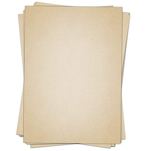 50 Blatt Briefpapier (A4) | Helles Vintage Papier Karton Look | Motivpapier | edles Design Papier | beidseitig bedruckt | Bastelpapier | 90 g/m² von Einladungskarten Manufaktur Hamburg