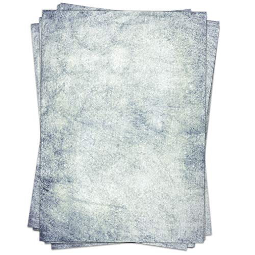 50 Blatt Briefpapier (A4) | Jeans Struktur blau | Motivpapier | edles Design Papier | beidseitig bedruckt | Bastelpapier | 90 g/m² von Einladungskarten Manufaktur Hamburg