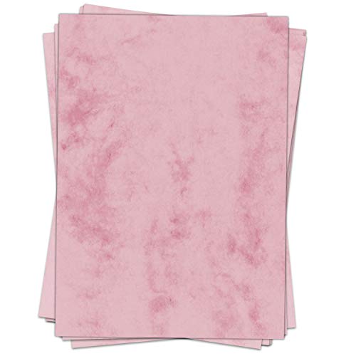 50 Blatt Briefpapier (A4) | Marmor rosa | Motivpapier | edles Design Papier | beidseitig bedruckt | Bastelpapier | 90 g/m² von Einladungskarten Manufaktur Hamburg