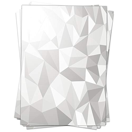 50 Blatt Briefpapier (A4) | Moderne Polygone Grau | Motivpapier | edles Design Papier | beidseitig bedruckt | Bastelpapier | 90 g/m² von Einladungskarten Manufaktur Hamburg