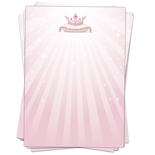 50 Blatt Briefpapier (A4) | Prinzessin Krone Rosa | Motivpapier | edles Design Papier | beidseitig bedruckt | Bastelpapier | 90 g/m² von Einladungskarten Manufaktur Hamburg