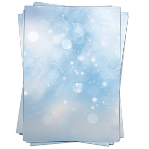 50 Blatt Briefpapier (A4) | Seifenblasen Nebel Blau | Motivpapier | edles Design Papier | beidseitig bedruckt | Bastelpapier | 90 g/m² von Einladungskarten Manufaktur Hamburg