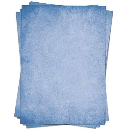 50 Blatt Briefpapier (A4) | Vintage Retro blau | Motivpapier | edles Design Papier | beidseitig bedruckt | Bastelpapier | 90 g/m² von Einladungskarten Manufaktur Hamburg