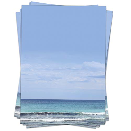 50 Blatt Briefpapier (A4) | Wunderbares Meer | Motivpapier | edles Design Papier | beidseitig bedruckt | Bastelpapier | 90 g/m² von Einladungskarten Manufaktur Hamburg