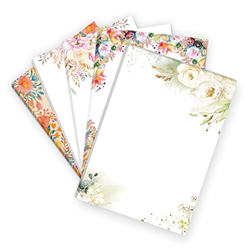 50 Blatt Briefpapier 5x10 MIX | Blumen Floraler Mix - 5 Motive | Motivpapier A4 | edles Design Papier | beidseitig bedruckt | Set | 90 g/m² von Einladungskarten Manufaktur Hamburg