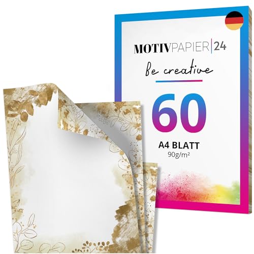 60 Blatt Boho Goldoptik Briefpapier Set beidseitig bedruckt Motivpapier Papier A4 Druckerpapier 90g/m² 60 Blatt Boho Goldoptik Briefpapier Set beidseitig bedruckt Motivpapier Papier A4 Druckerpapier 90g/m² von Einladungskarten Manufaktur Hamburg