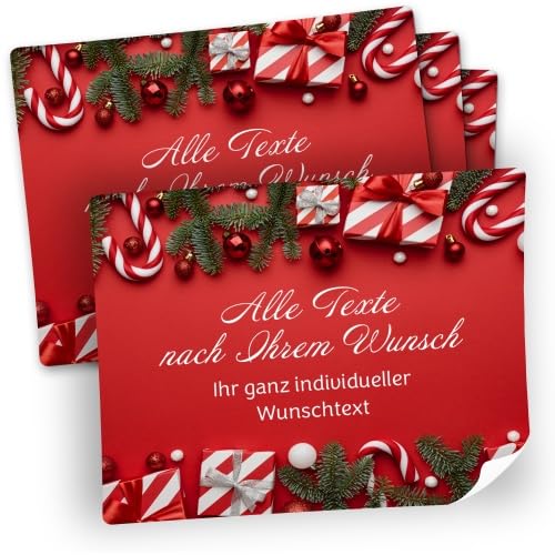 8 große Weihnachtsaufkleber mit Ihrem Text personalisiert Frohe Weihnachten weihnachtlich Geschenkaufkleber Geschenke Flaschenetiketten DIY Gruß rot von Einladungskarten Manufaktur Hamburg