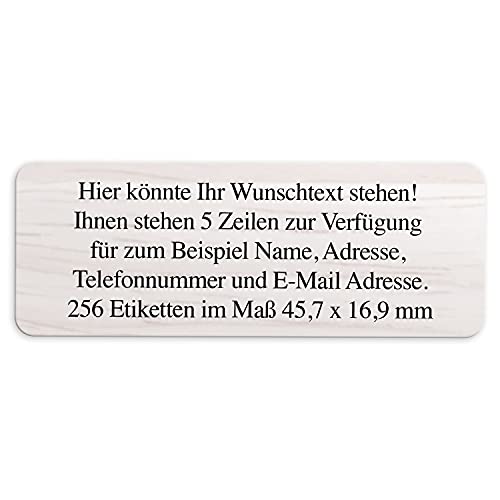 Adress-Aufkleber | PERSONALISIERT | 256 Stück | kleine Etiketten mit Wunsch-Text - Fotomotiv Holzmuster 3 | für Namen und Adressen von Einladungskarten Manufaktur Hamburg