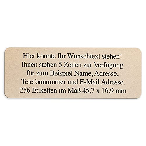 Adress-Aufkleber | PERSONALISIERT | 256 Stück | kleine Etiketten mit Wunsch-Text - Karton-Struktur Look hell | für Namen und Adressen von Einladungskarten Manufaktur Hamburg
