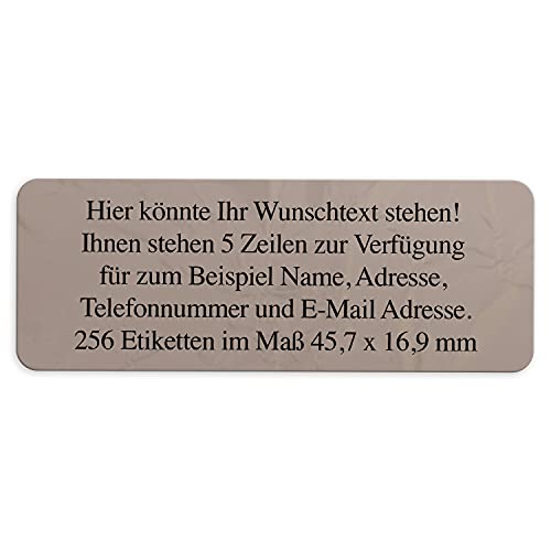 Adress-Aufkleber | PERSONALISIERT | 256 Stück | kleine Etiketten mit Wunsch-Text - Struktur Look Braun-Grau | für Namen und Adressen von Einladungskarten Manufaktur Hamburg