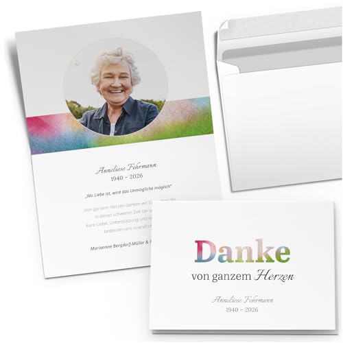 Einladungskarten Manufaktur Hamburg 10 PERSONALISIERTE Trauer Danksagungen Dankeskarten mit eigenem Text und Foto | Individuell anpassbare Trauerkarten mit Briefumschlägen | Karten Design 11 von Einladungskarten Manufaktur Hamburg