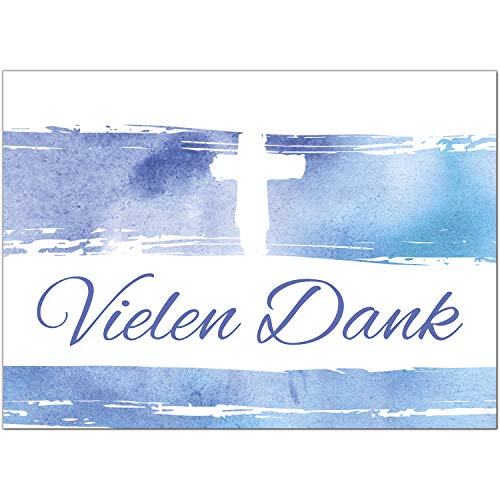 Einladungskarten Manufaktur Hamburg 10 x Dankeskarten mit Umschlag - Aquarell wellen blau mit Kreuz - Danksagung/Bedanken/Danke sagen zur Taufe, Kommunion, Konfirmation, kirchlich Einladungskarten Manufaktur Hamburg 10 x Dankeskarten mit Umschlag - Aquarell wellen blau mit Kreuz - Danksagung/Bedanken/Danke sagen zur Taufe, Kommunion, Konfirmation, kirchlich von Einladungskarten Manufaktur Hamburg
