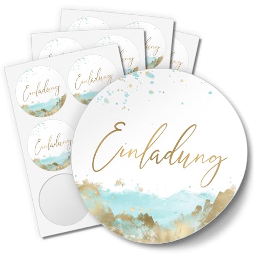 Einladungskarten Manufaktur Hamburg 48 Aufkleber EINLADUNG für Hochzeit Geburtstag Danke Taufe Etiketten rund 4cm, Boho Aquarell blau Einladungskarten Manufaktur Hamburg 48 Aufkleber EINLADUNG für Hochzeit Geburtstag Danke Taufe Etiketten rund 4cm, Boho Aquarell blau von Einladungskarten Manufaktur Hamburg