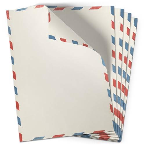 50 Blatt Briefpapier (A4) | Air Mail Vintage Look | Motivpapier | edles Design Papier | beidseitig bedruckt | Bastelpapier | 90 g/m² von Einladungskarten Manufaktur Hamburg