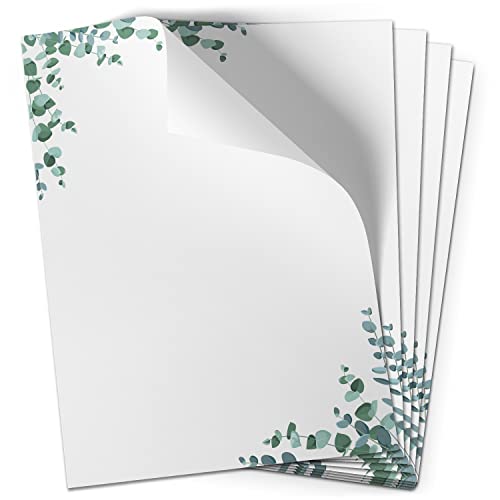 Einladungskarten Manufaktur Hamburg 50 Blatt Briefpapier (A4) | Florales Design Grün Mint | Motivpapier | edles Design Papier | beidseitig bedruckt | Bastelpapier Speisekarten Briefe | 90 g/m² von Einladungskarten Manufaktur Hamburg
