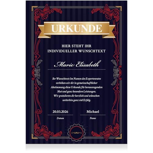 Einladungskarten Manufaktur Hamburg Urkunde PERSONALISIERT mit Text Name individuell DIN A4 mit Umschlag Zertifikat Ehre Ruhestand Geschenk Auszeichnung Modern Lila Kirche Geburtstag von Einladungskarten Manufaktur Hamburg