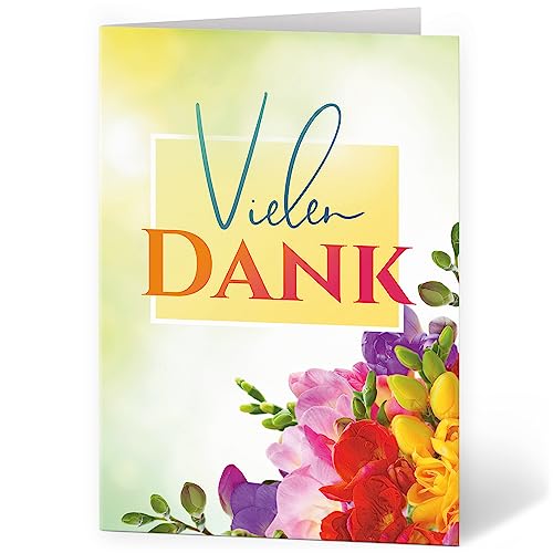 Einladungskarten Manufaktur Hamburg XXL Dankeskarte A4 große Karte mit Umschlag Bedanken Danke sagen Grußkarte Motiv Blumen bunt von Einladungskarten Manufaktur Hamburg