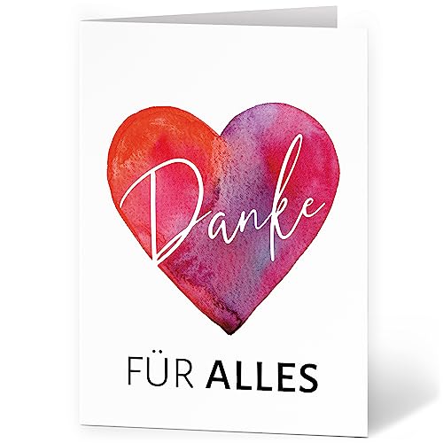 Einladungskarten Manufaktur Hamburg XXL Dankeskarte A4 große Karte mit Umschlag Bedanken Danke sagen Grußkarte Motiv Blumenvase großes Aquarell Herz von Einladungskarten Manufaktur Hamburg