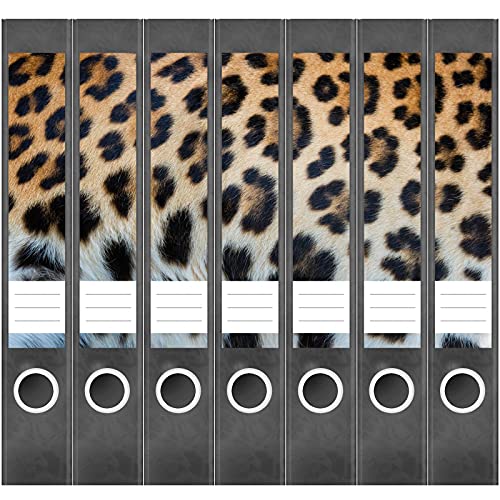 Etiketten für Ordner | Animal Print Leopard 2 | 7 Aufkleber für schmale Ordnerrücken | Selbstklebende Design Ordneretiketten Rückenschilder von Einladungskarten Manufaktur Hamburg