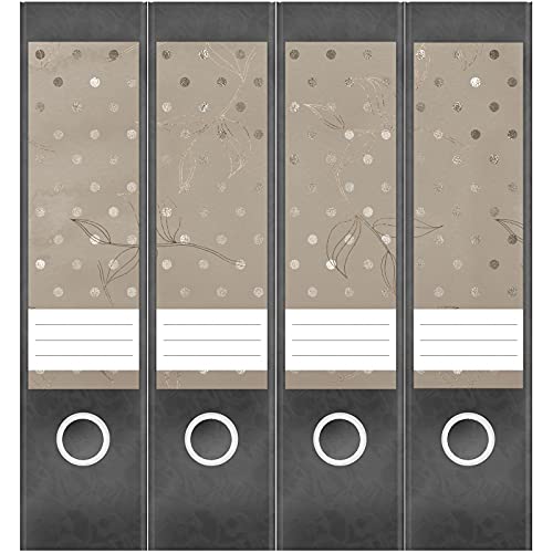 Etiketten für Ordner | Bronze Muster Punkte | 4 breite Aufkleber für Ordnerrücken | Selbstklebende Design Ordneretiketten Rückenschilder von Einladungskarten Manufaktur Hamburg