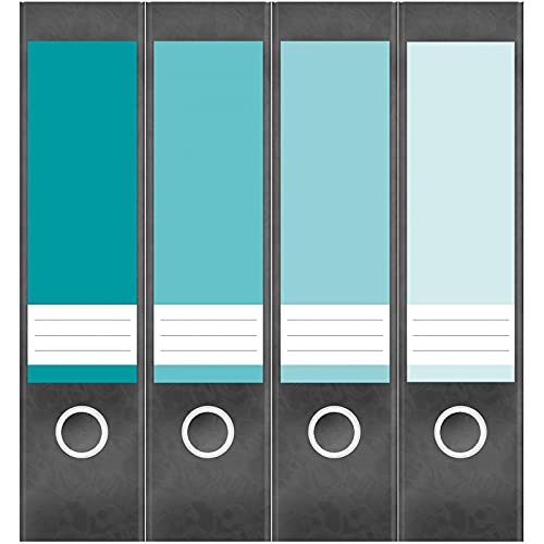 Etiketten für Ordner | Farben Mix Türkis Hellblau | 4 breite Aufkleber für Ordnerrücken | Selbstklebende Design Ordneretiketten Rückenschilder von Einladungskarten Manufaktur Hamburg