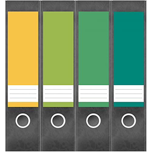 Etiketten für Ordner | Farbmix Gelb Grün | 4 breite Aufkleber für Ordnerrücken | Selbstklebende Design Ordneretiketten Rückenschilder von Einladungskarten Manufaktur Hamburg