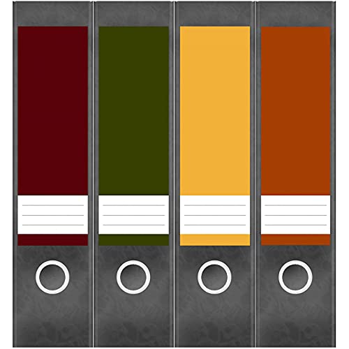 Etiketten für Ordner | Farbmix Herbstliche Farben | 4 breite Aufkleber für Ordnerrücken | Selbstklebende Design Ordneretiketten Rückenschilder von Einladungskarten Manufaktur Hamburg