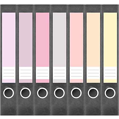 Etiketten für Ordner | Farbmix Pastell 2 | 7 Aufkleber für schmale Ordnerrücken | Selbstklebende Design Ordneretiketten Rückenschilder von Einladungskarten Manufaktur Hamburg