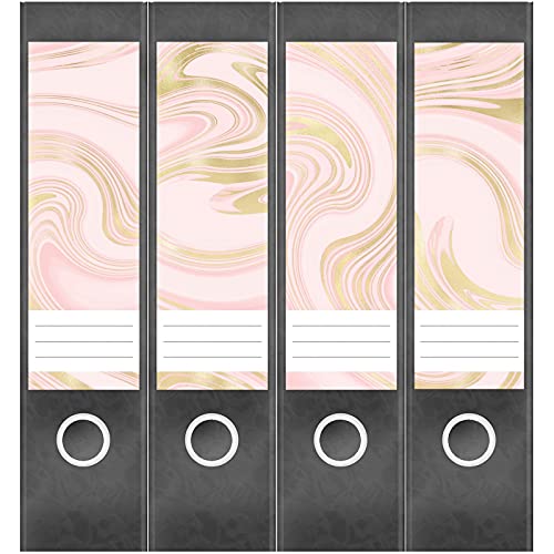 Etiketten für Ordner | Muster Mix Set 6 Rosa | 4 breite Aufkleber für Ordnerrücken | Selbstklebende Design Ordneretiketten Rückenschilder von Einladungskarten Manufaktur Hamburg