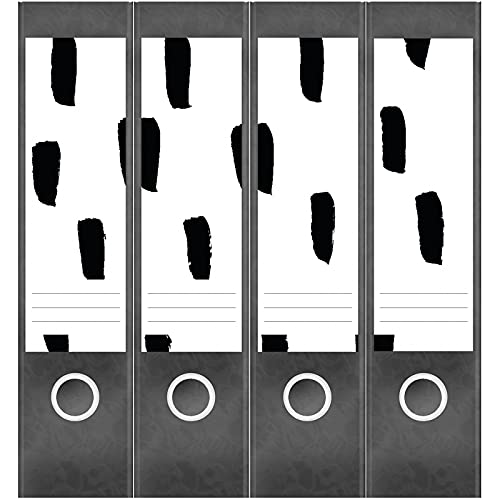Etiketten für Ordner | Schwarz Weiss Muster 4 | 4 breite Aufkleber für Ordnerrücken | Selbstklebende Design Ordneretiketten Rückenschilder von Einladungskarten Manufaktur Hamburg
