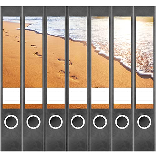 Etiketten für Ordner | Spuren im Sand | 7 Aufkleber für schmale Ordnerrücken | Selbstklebende Design Ordneretiketten Rückenschilder von Einladungskarten Manufaktur Hamburg