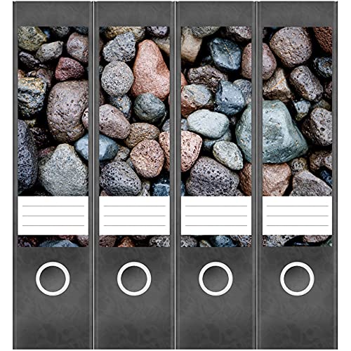 Etiketten für Ordner | Steine am Meer | 4 breite Aufkleber für Ordnerrücken | Selbstklebende Design Ordneretiketten Rückenschilder von Einladungskarten Manufaktur Hamburg