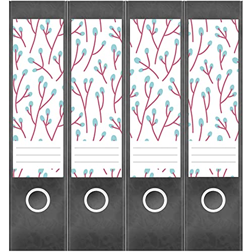 Etiketten für Ordner | Zweige Grafisch Muster | 4 breite Aufkleber für Ordnerrücken | Selbstklebende Design Ordneretiketten Rückenschilder von Einladungskarten Manufaktur Hamburg