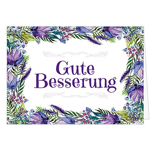 Große Grußkarte XXL (A4) Gute Besserung/Vintage Aquarell Pinke Blumen/mit Umschlag/Edle Design Klappkarte/Krank/Gesundheit/im Krankenhaus/Extra Groß/Edle Maxi Genesungskarte von Einladungskarten Manufaktur Hamburg