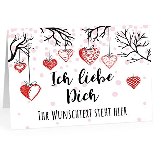 Große Ich Liebe Dich XXL-Karte zum Aufklappen (DIN A4) PERSONALISIERT - Mit Herzen und Wunschtext oder Wunschname - mit Umschlag/Edle Design Klappkarte/Geburtstag/Valentinstag/Extra Groß von Einladungskarten Manufaktur Hamburg