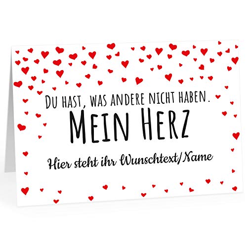 Große Ich Liebe Dich XXL-Karte zum Aufklappen (DIN A4) PERSONALISIERT - Rote Herzen - mit Umschlag/Edle Design Klappkarte/Geburtstag/Valentinstag/Extra Groß von Einladungskarten Manufaktur Hamburg