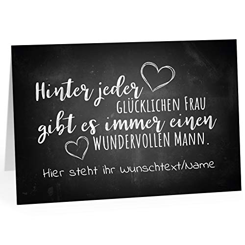 Große Ich Liebe Dich XXL-Karte zum Aufklappen (DIN A4) PERSONALISIERT - Tafel Look für Ihn - mit Umschlag/Edle Design Klappkarte/Geburtstag/Valentinstag/Extra Groß von Einladungskarten Manufaktur Hamburg
