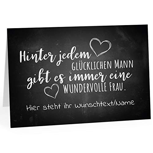 Große Ich Liebe Dich XXL-Karte zum Aufklappen (DIN A4) PERSONALISIERT - Tafellook für Sie - mit Umschlag/Edle Design Klappkarte/Geburtstag/Valentinstag/Extra Groß von Einladungskarten Manufaktur Hamburg