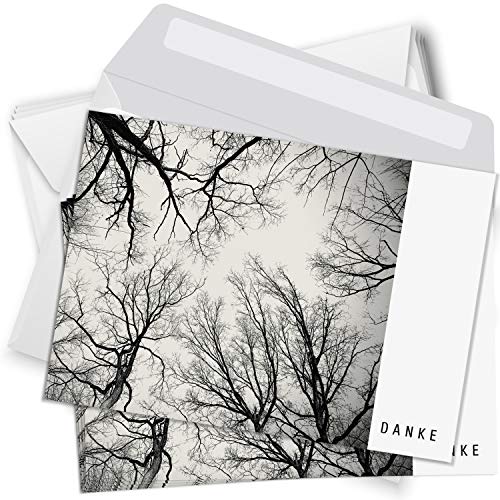 Trauer Danksagungskarten mit Umschlag | Motiv: Kahle Bäume, 10 Stück | Dankeskarten DIN A6 Set | Trauerkarten Danksagung Danke sagen Trauer Danksagungskarten mit Umschlag | Motiv: Kahle Bäume, 10 Stück | Dankeskarten DIN A6 Set | Trauerkarten Danksagung Danke sagen von Einladungskarten Manufaktur Hamburg