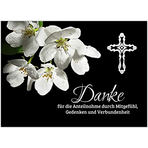 Trauer Danksagungskarten mit Umschlag | Motiv: Orchidee 3, 10 Stück | Dankeskarten DIN A6 Set | Trauerkarten Danksagung Danke sagen von Einladungskarten Manufaktur Hamburg