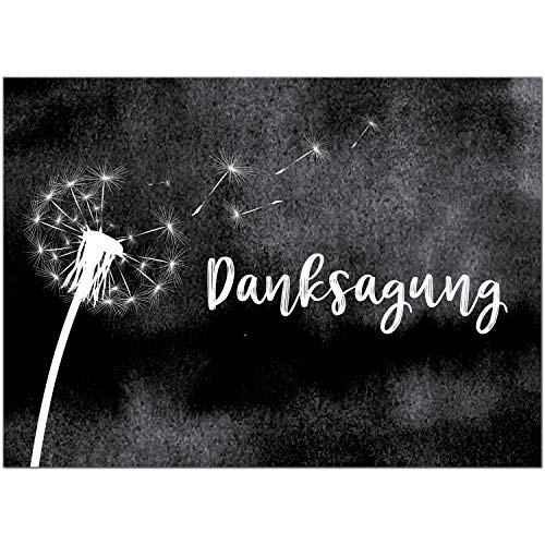 Trauer Danksagungskarten mit Umschlag | Motiv: Pusteblume auf schwarz, 10 Stück | Dankeskarten DIN A6 Set | Trauerkarten Danksagung Danke sagen Trauer Danksagungskarten mit Umschlag | Motiv: Pusteblume auf schwarz, 10 Stück | Dankeskarten DIN A6 Set | Trauerkarten Danksagung Danke sagen von Einladungskarten Manufaktur Hamburg