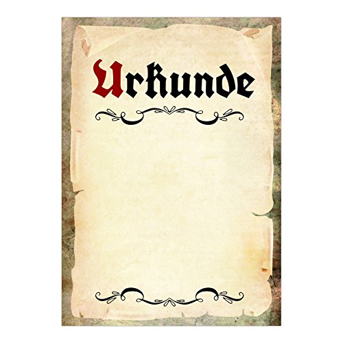 Urkundenpapier DIN A4 im Set (20 Blatt) Aufdruck Urkunde Alte Schrift für Zertifikat, Brief, Auszeichnung, Urkunden für Vereine, Firma, Hochzeit von Einladungskarten Manufaktur Hamburg