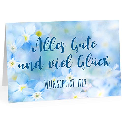 XXL Abschiedskarte (A4) | Blaue Blumen PERSONALISIERT | mit Umschlag | edle und hochwertige Klappkarte | Zum Abschied | Große Karte für Kollegen, Pension, Rente | Maxi Karte | Überformat von Einladungskarten Manufaktur Hamburg