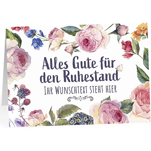 XXL Abschiedskarte PERSONALISIERT (A4) - Blumen und Pflanzen - große Klappkarte für Kollegen mit Umschlag zur Rente Ruhestand Pension Wunsch-Text von Einladungskarten Manufaktur Hamburg